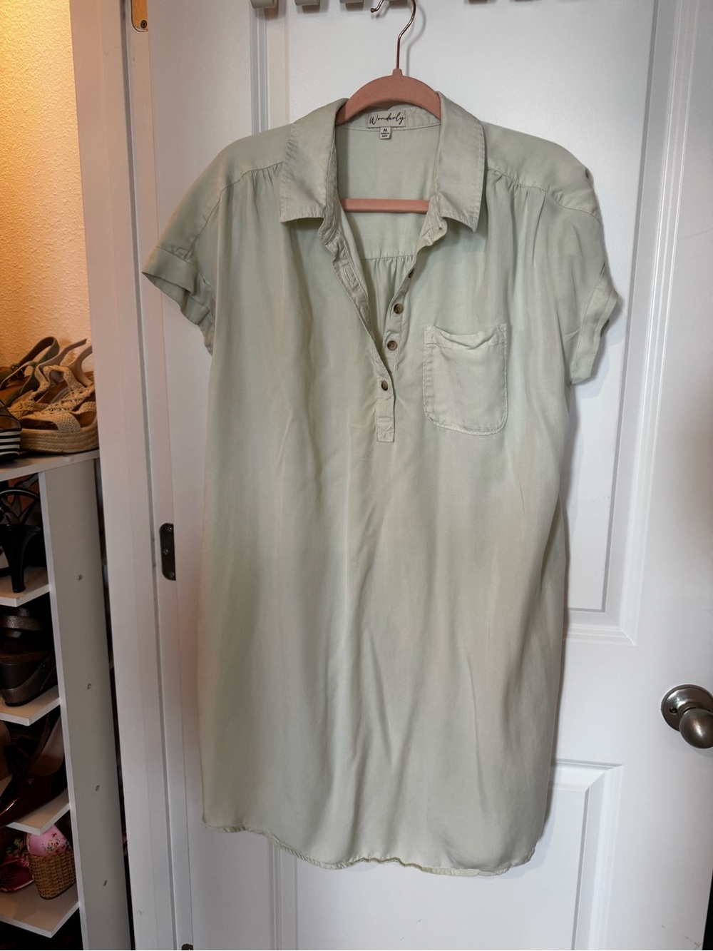 Wonderly Light Sage Polo Midi Dress